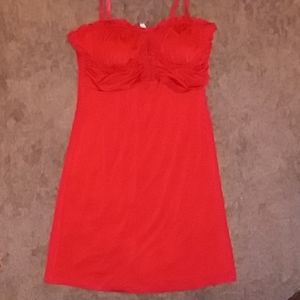 Sexy satin material red dress